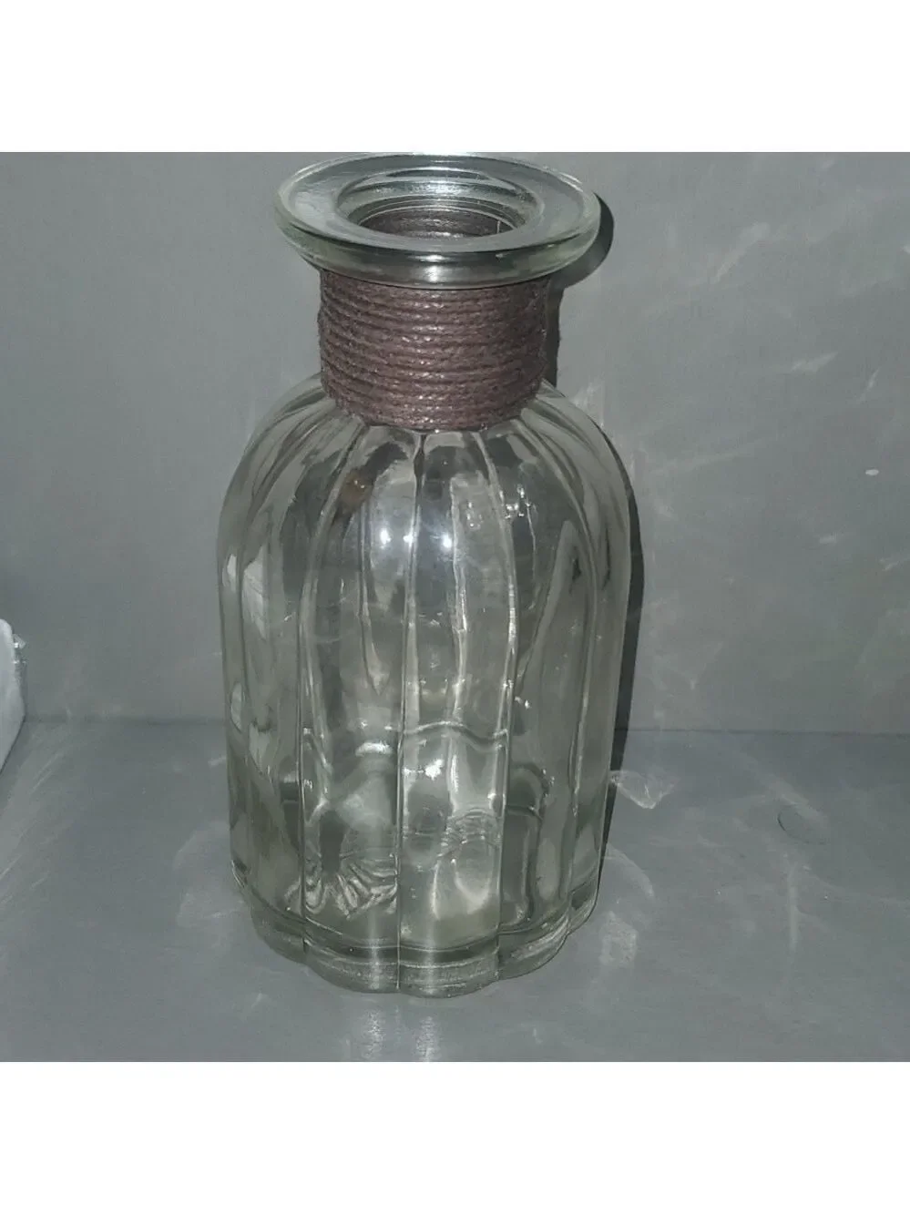 Pier 1 Glass Ribbed Pattern Art Deco Vase Infusion Incense Stick Brown Accents
